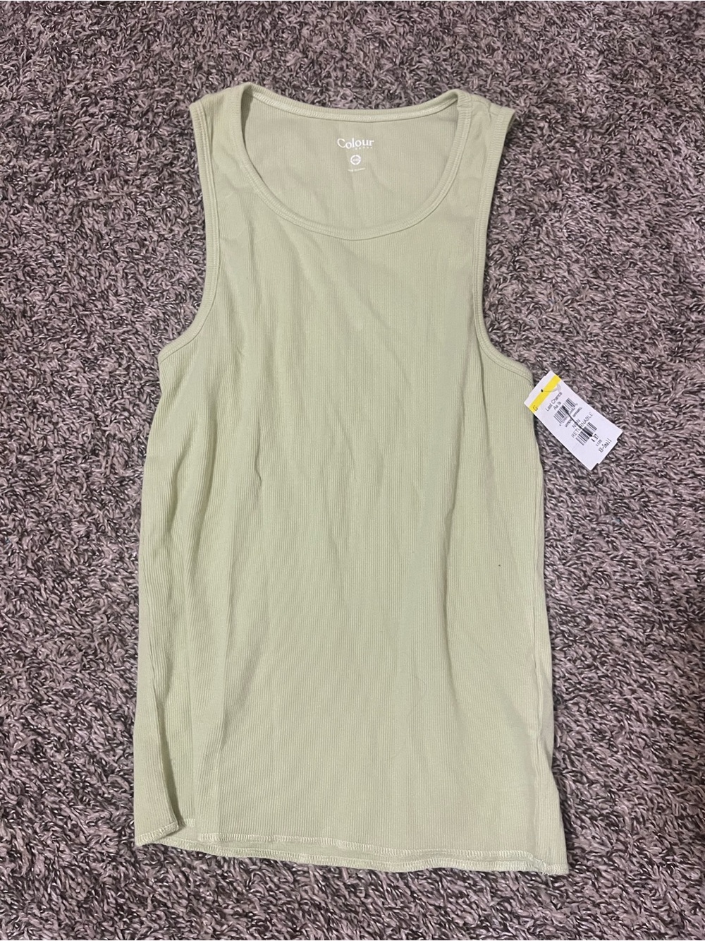Colour Crew Scoop Neck Ribbed Tank - Sage Green